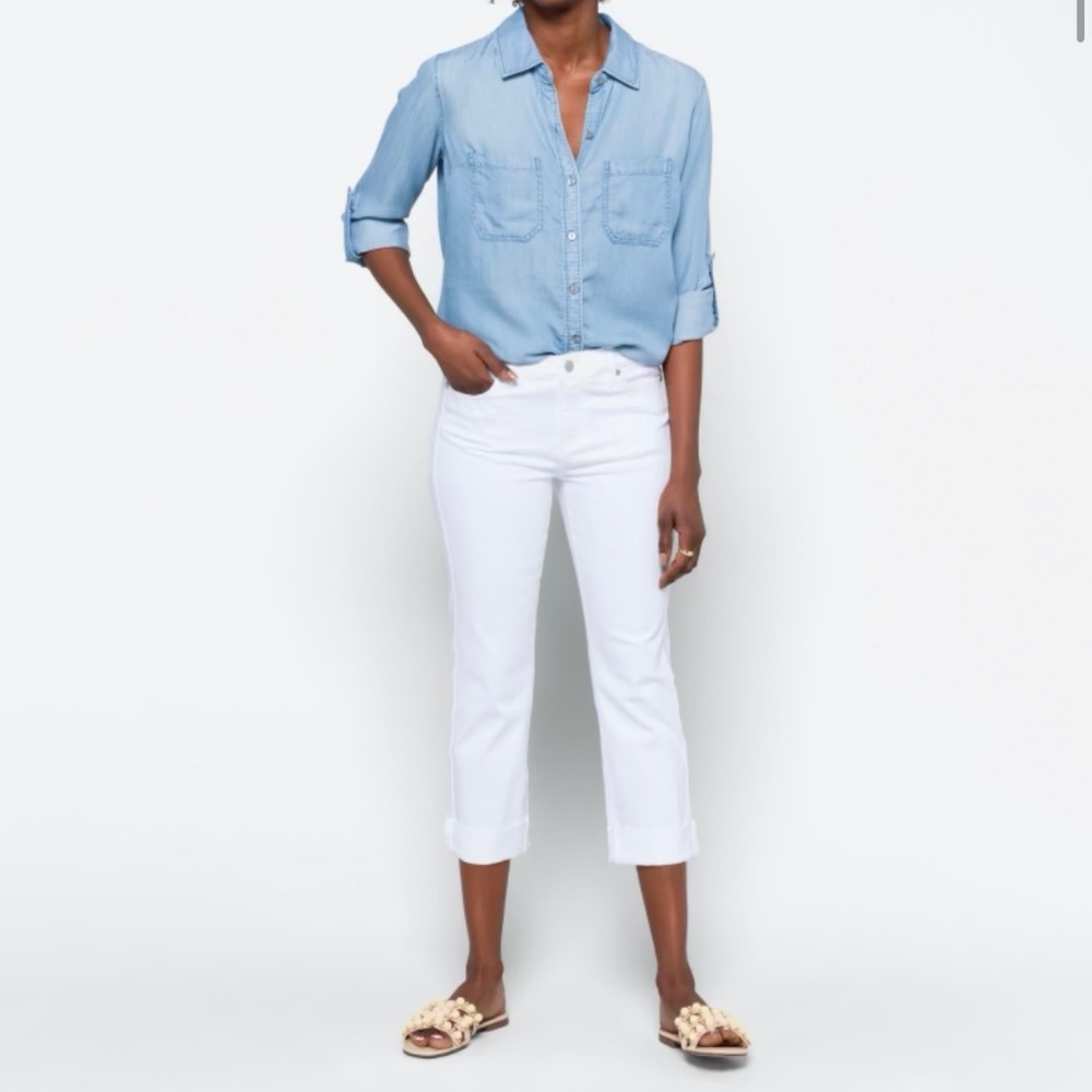 Liverpool Belinda Crop Skinny Jean White Cuffed size 2
